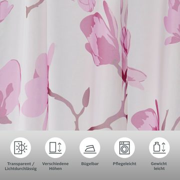 Gardine Orchidee, my home, Schlaufen (1 St), halbtransparent, Voile, Transparent, Voile, Polyester