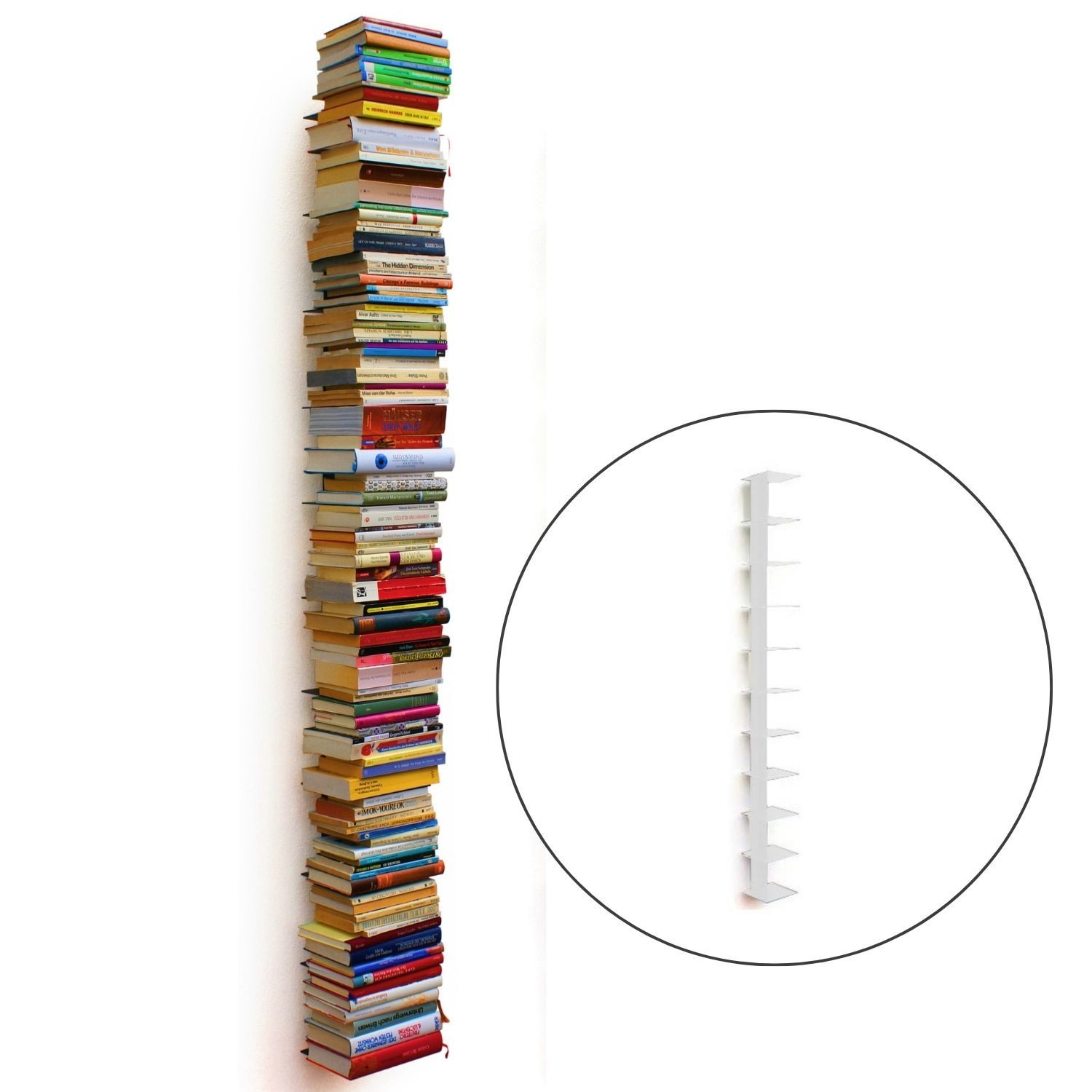 Haseform Wandregal Bücherturm 170 cm (für 1,80 m Bücher) weiss Bücherregal günstig online kaufen