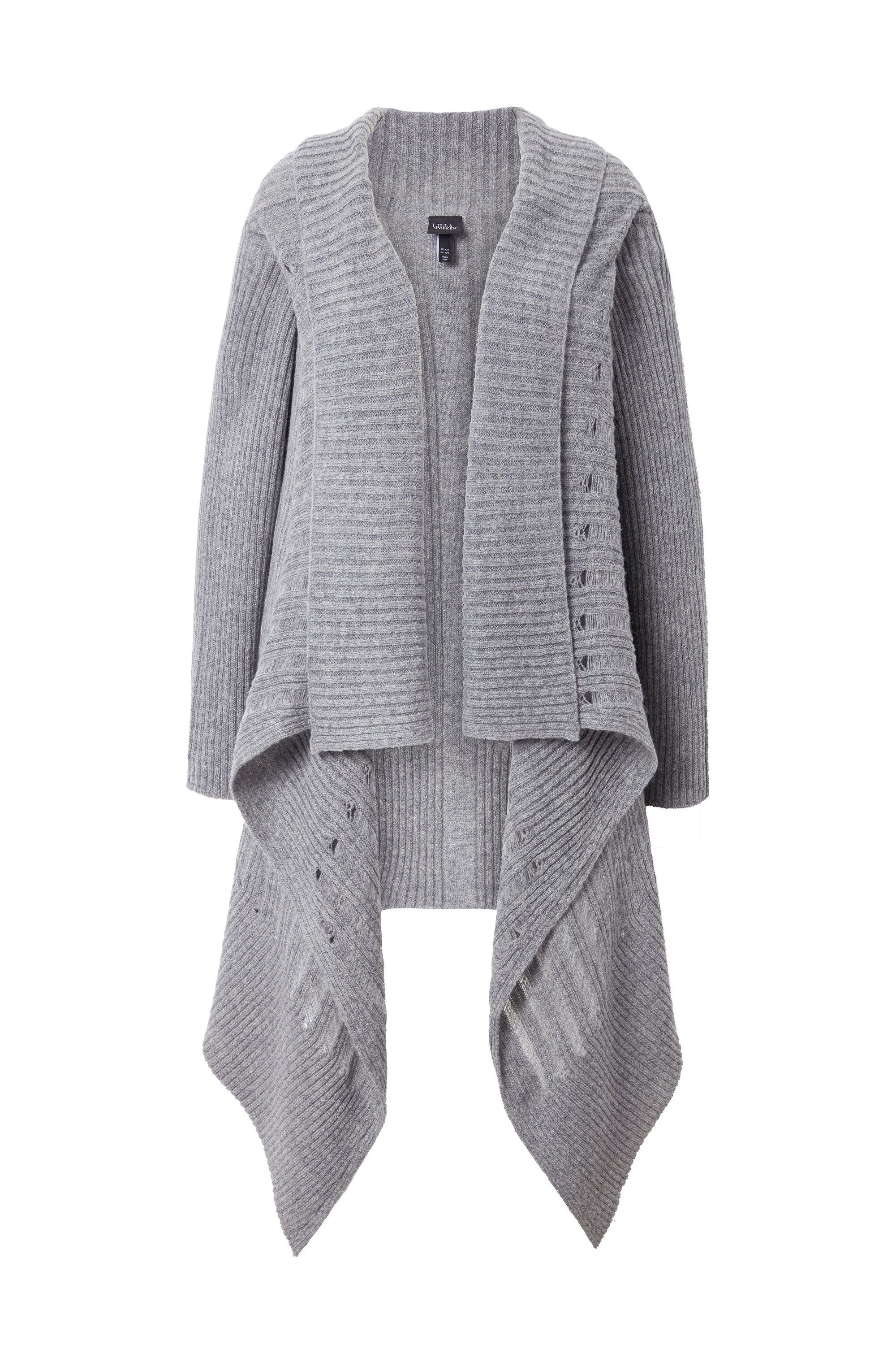 Ulla Popken Cardigan Strickjacke Zipfelsaum A-Linie offene Form Langarm günstig online kaufen