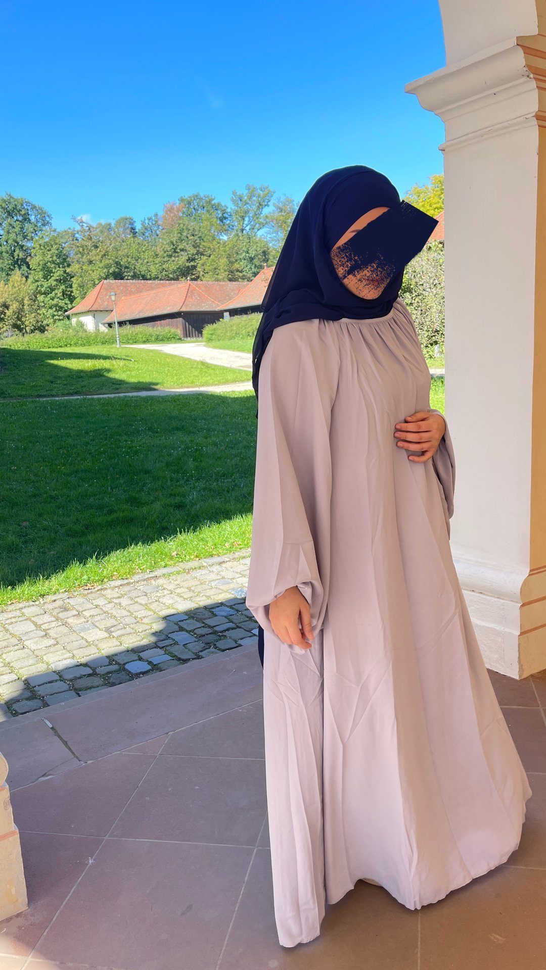 Medina NAIMA Seide Ballonärmel mit HIJABIFY Kleid Abaya Silber Brautkleid