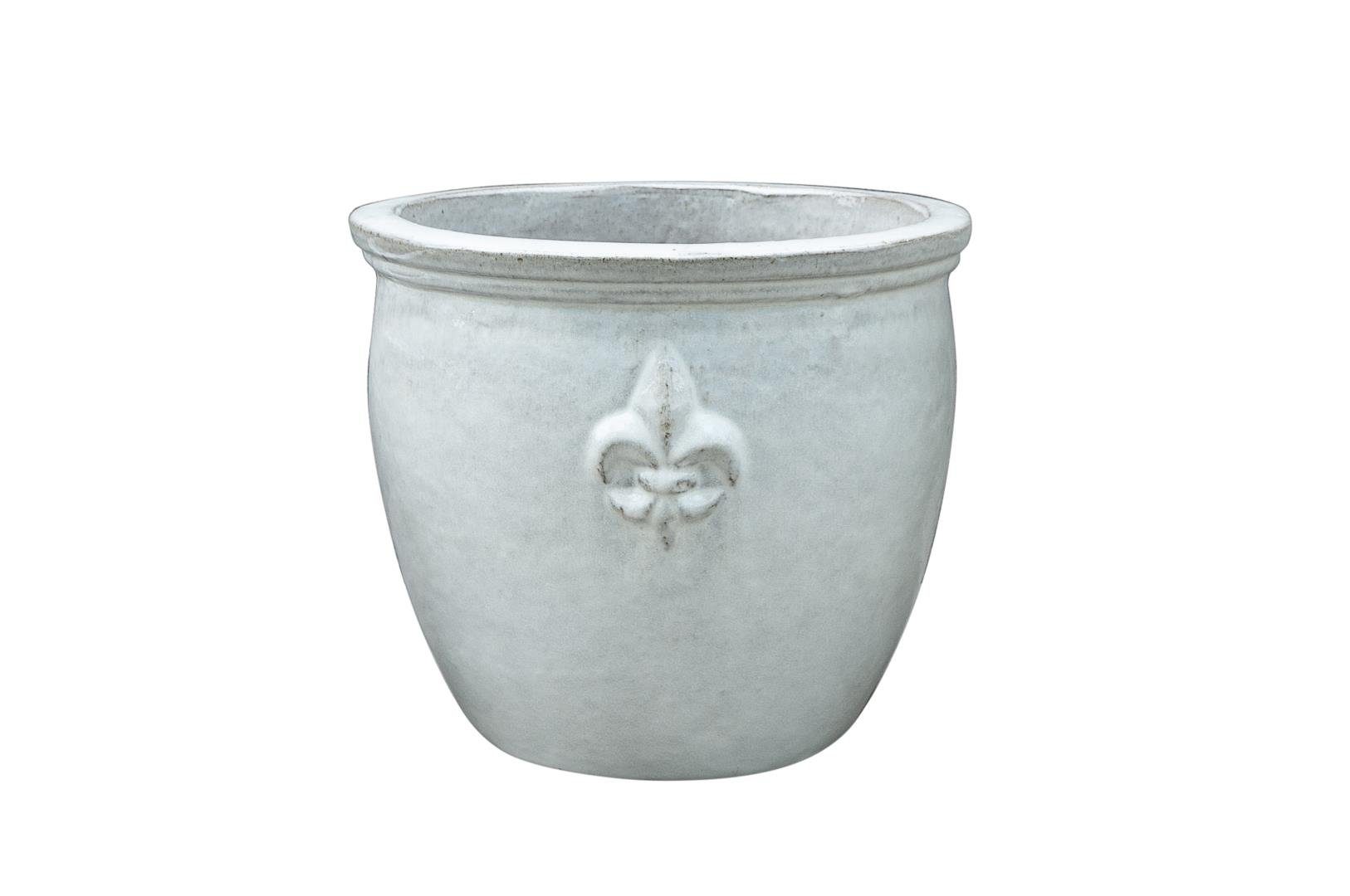 Teramico Pflanzkübel Blumentopf Keramik"Fleur de Lys II" 43 x 40cm Weiß, 100% Frostfest