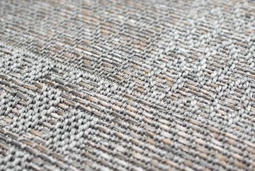 Teppich Indoor & Outdoor Teppich Sisal Optik Balkon Küche Terrasse Wohnzimmer Karomuster grau-beige, Carpetia, rechteckig, Höhe: 8 mm