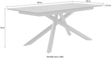 Jockenhöfer Gruppe Esstisch Silas, in 180x90 cm, Tischplatte in anthrazitfarbender Marmoroptik