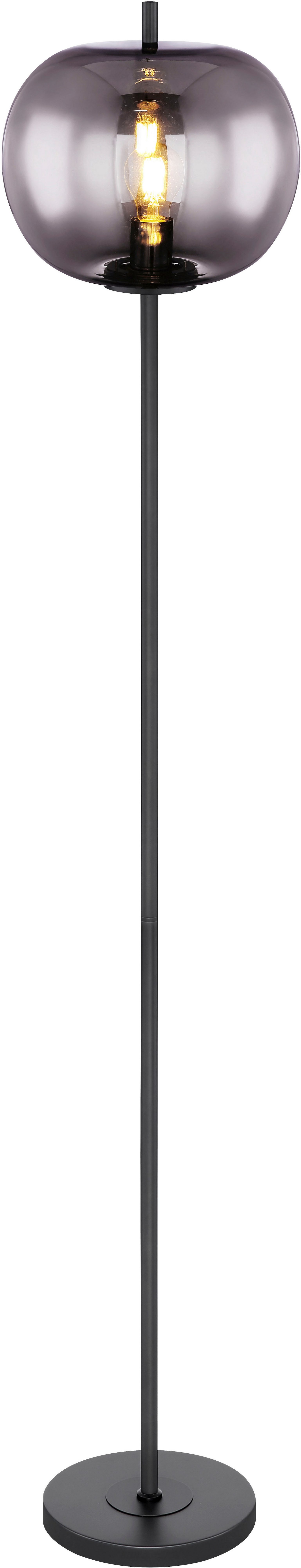 GLOBO LIGHTING Stehlampe BLACKY, ohne Leuchtmittel, Stehleuchte Schwarz, Glas, Fußtritt, E27