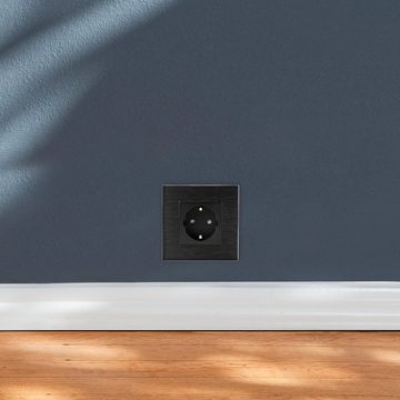 Navaris Alu Schuko Steckdose einfach - Design Einbau Wandsteckdose Steckdosenleiste (Kabellänge 8,50 m)