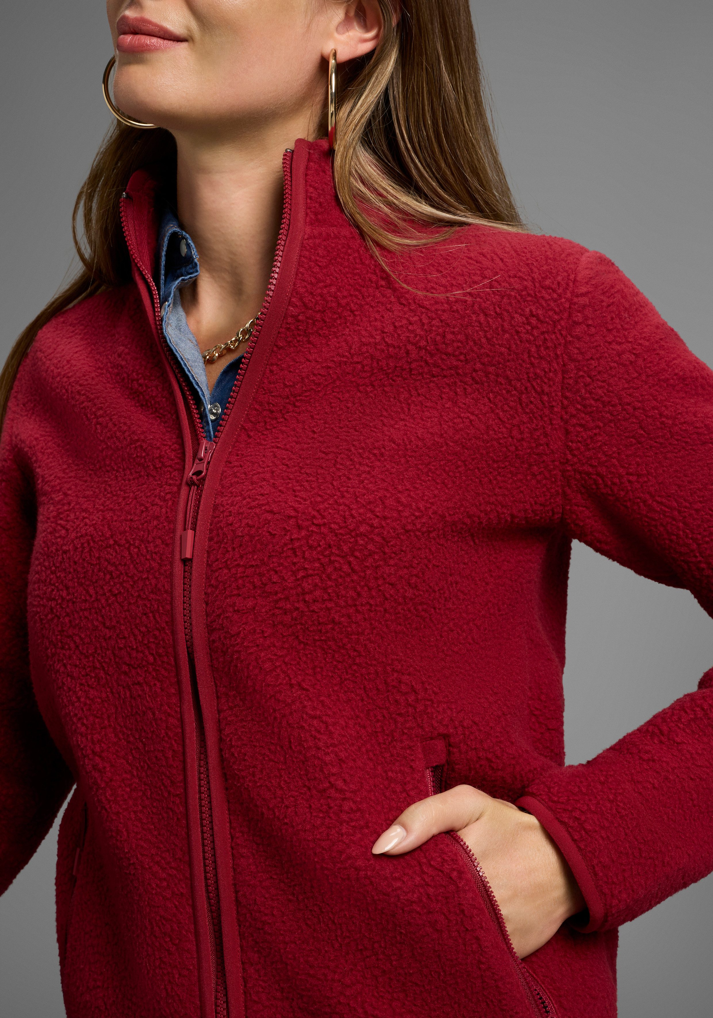 Polarino Fleecejacke aus Teddy-Fleece, Übergangsjacke