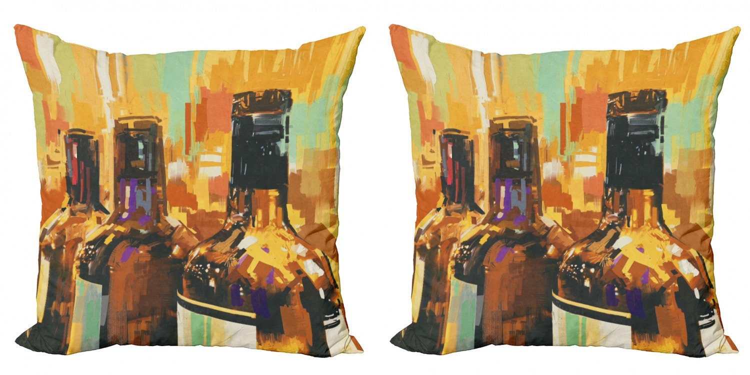 Kissenbezüge Modern Accent Doppelseitiger Digitaldruck, Abakuhaus (2 Stück), Wein Flaschen Brushstrokes Kunst