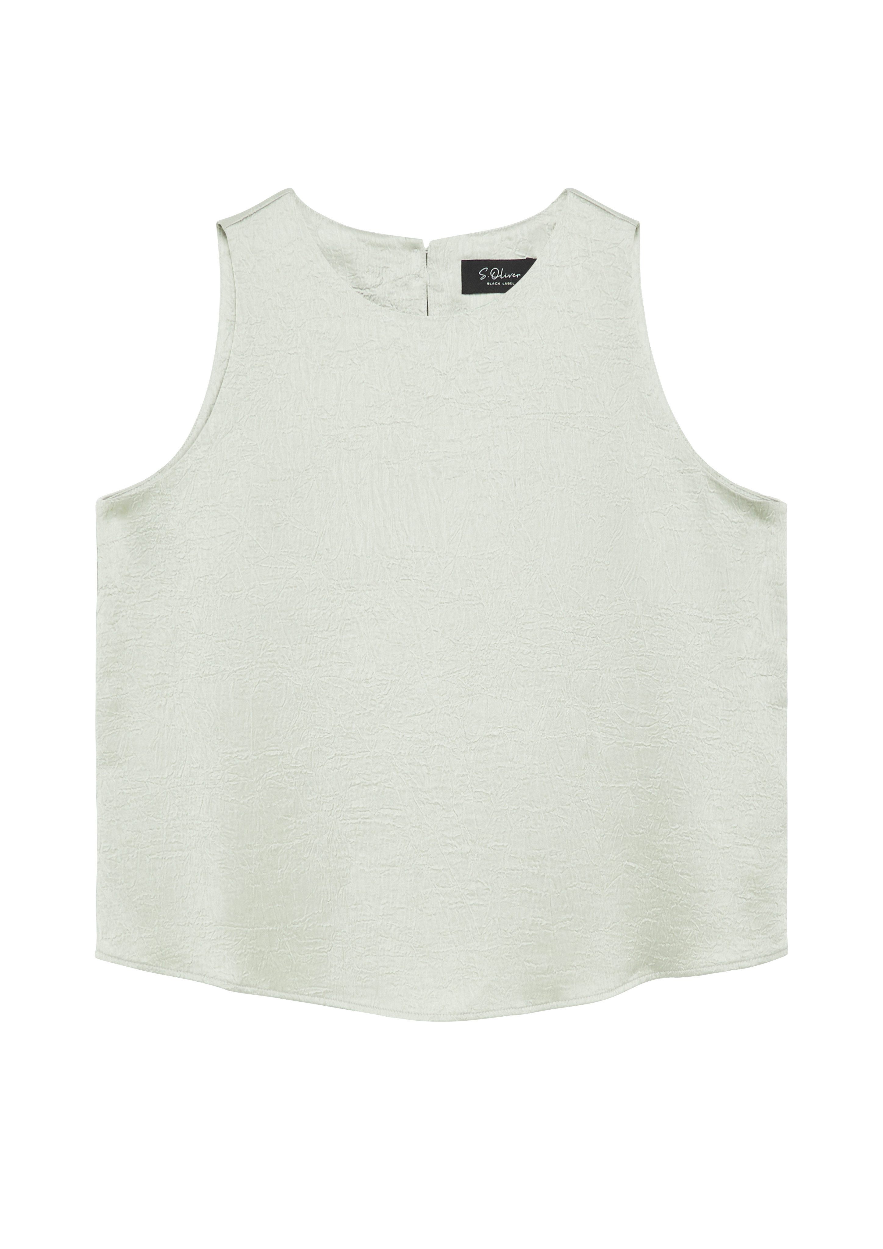 s.Oliver BLACK LABEL Blusentop Sommerbluse / Ärmellos mit feiner glänzender Struktur – Bild 4 von 4