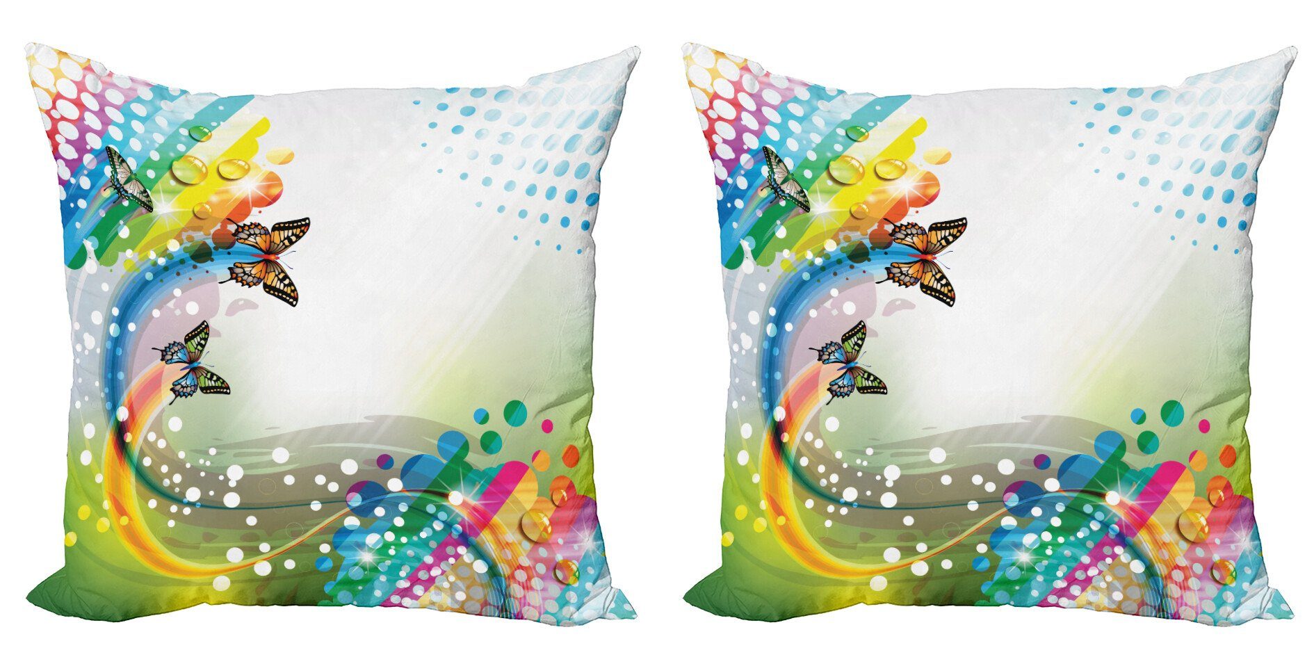 Kissenbezüge Modern Accent Doppelseitiger Digitaldruck, Abakuhaus (2 Stück), trippy Flying Colors Schmetterling