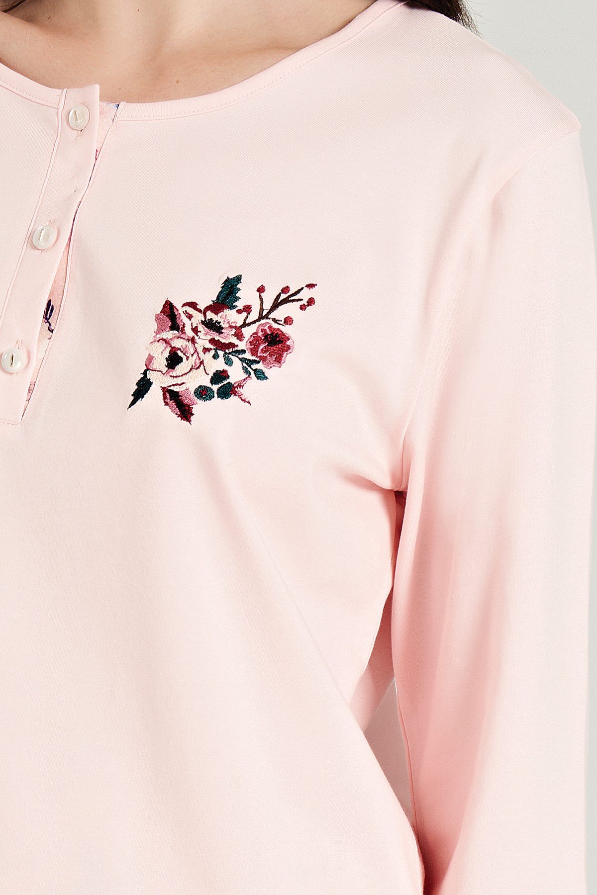 FEYZA Pyjama Damen Pyjama-Set mit Blumenmuster – Langarmshirt und Hose, 2-teilig