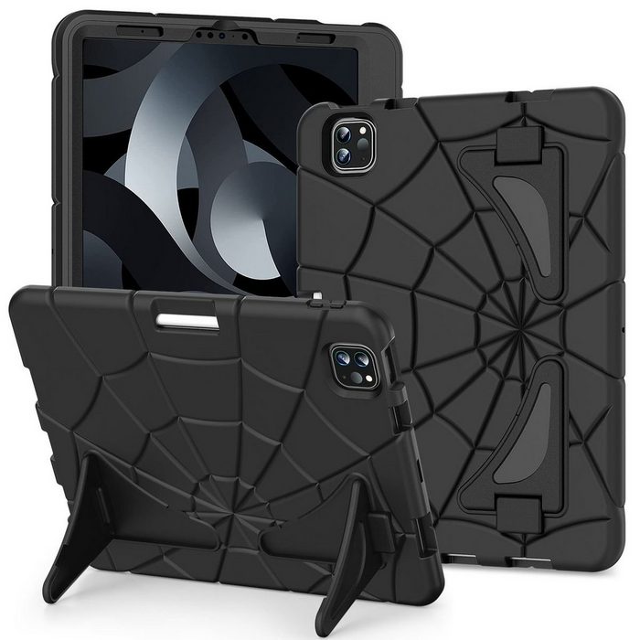 Wigento Tablet-Hülle Für Apple iPad Pro 11.0 2022 / 2021 / 2020 / 2018 / iPad Air 4 + 5 10.9 2020 and 2022 aufstellbare Outdoor Hybrid Schwarz Tablet Tasche Etuis