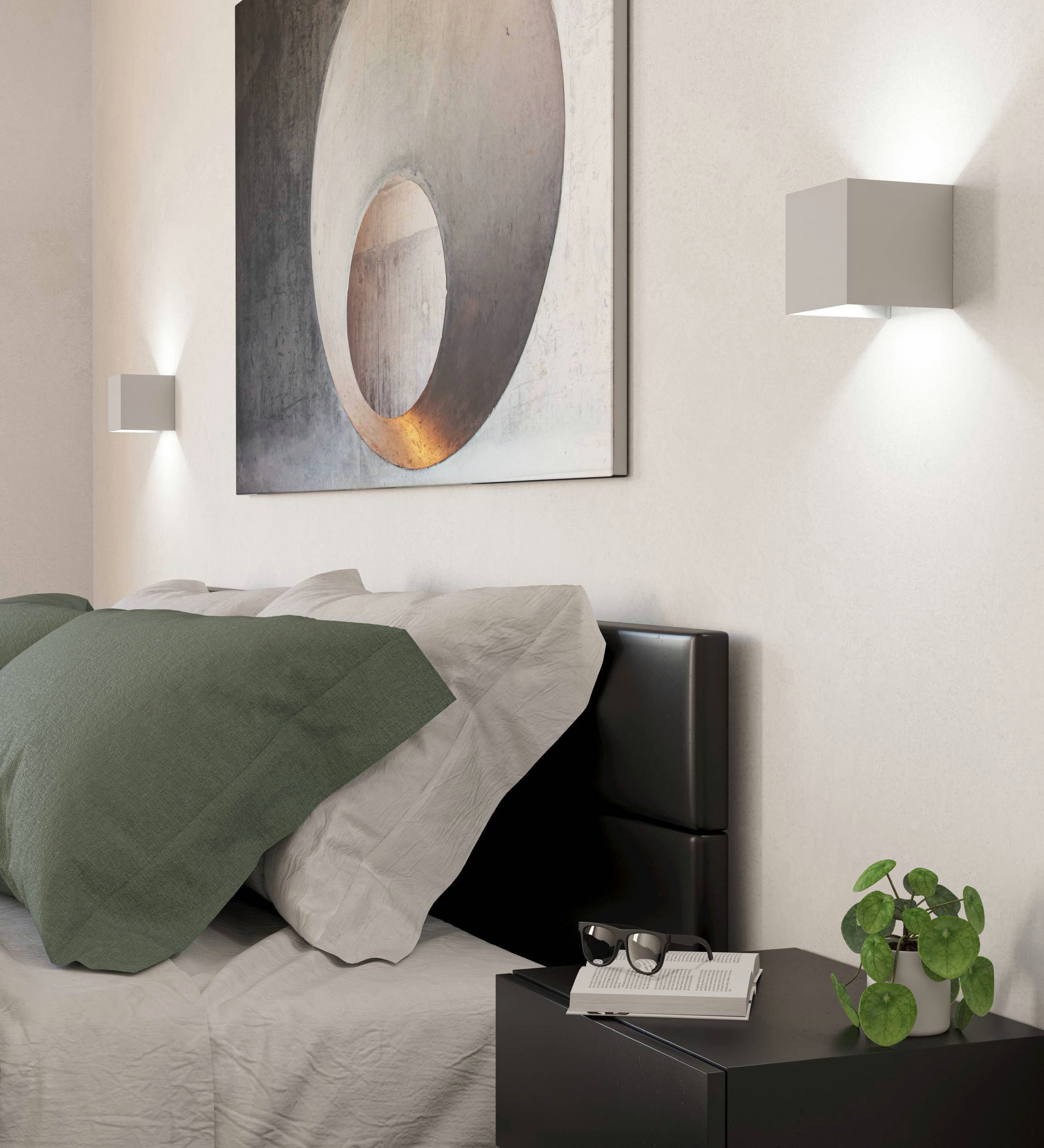 EGLO Wandleuchte Valmontone Wandlampe,innen, Würfel, indirekte Up und Down Beleuchtung, LED fest integriert, Warmweiß, Wand-/Deckenleuchte - L10 x H10 x AL10 cm - weiß - 2X1,5W inkl.