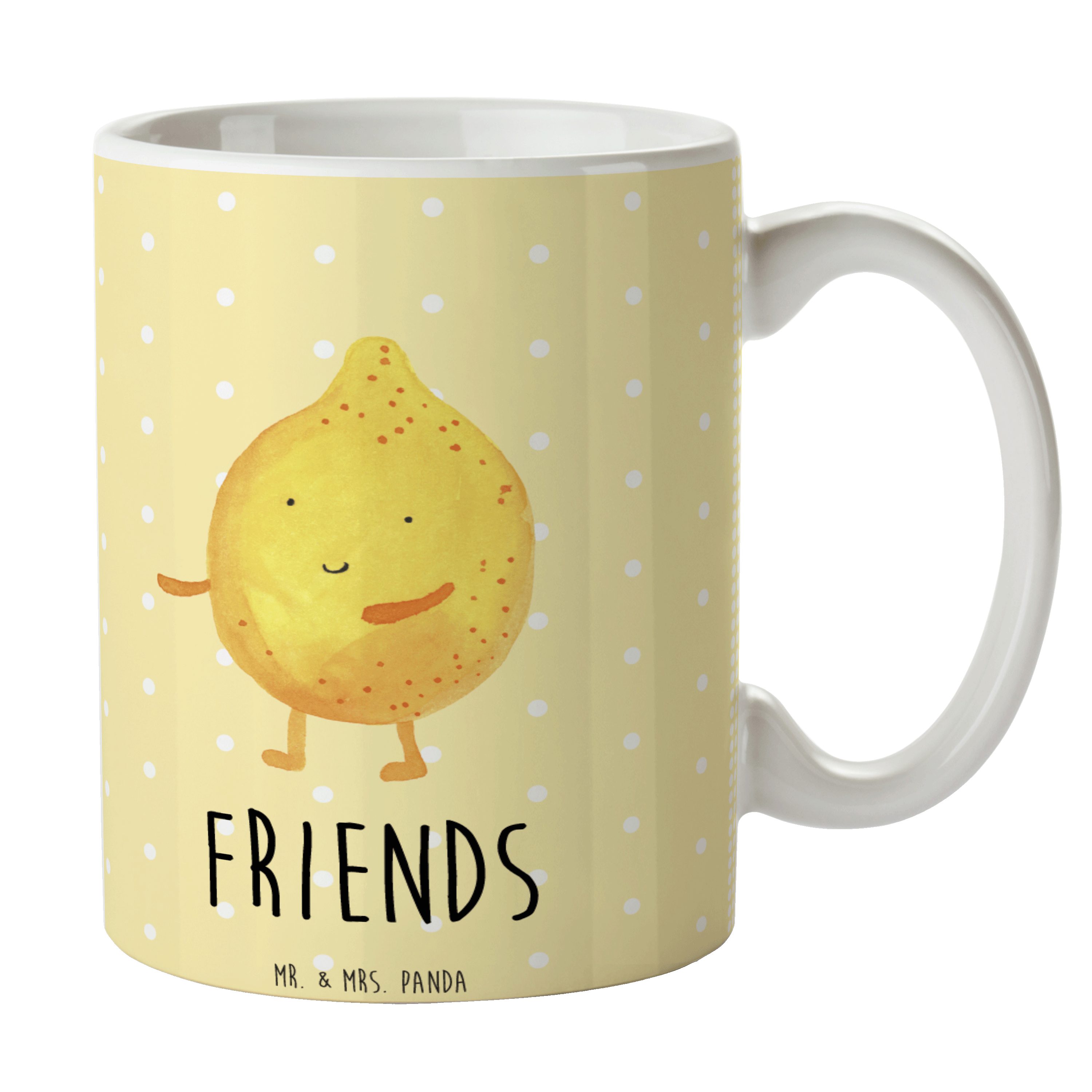 Mr. & Mrs. Panda Tasse BestFriends-Lemon - Gelb Pastell - Geschenk, Porzellantasse, Kaffeeta, Keramik