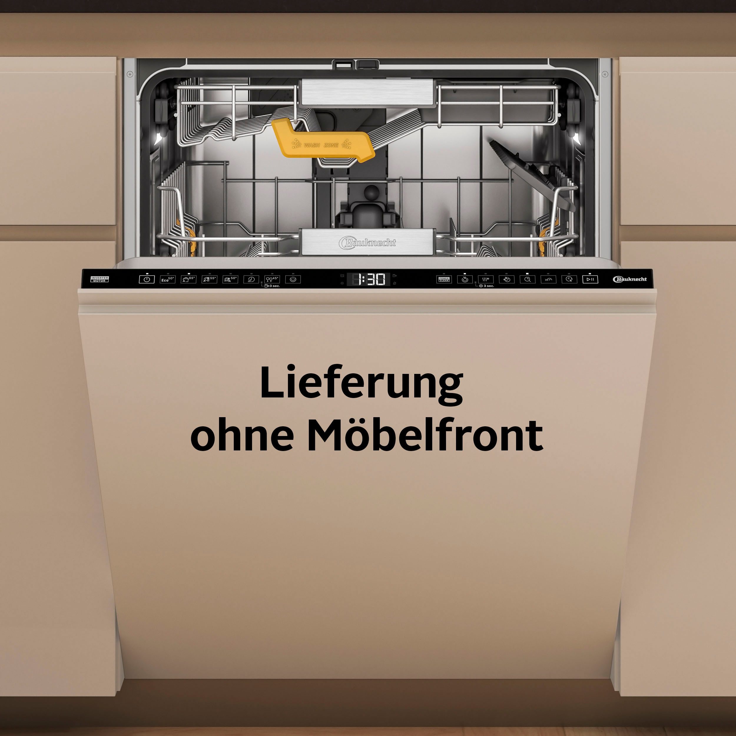 BAUKNECHT vollintegrierbarer Geschirrspüler BK81A15AM3TUCO0, 9,9 l, 15 Maßgedecke, Flüsterleise – mit Geräuschwerten von bis zu 38 dB besonders leise
