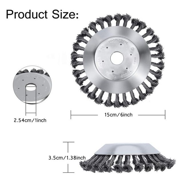 BlingBin Elektro-Rasentrimmer Freischneider Unkrautbürste Motorsense Wildkrautbürste Fugenbürste, 25,4x200mm cm Arbeitsbreite Messer, 25,4 mm und 20 mm für alle gängigen Modelle