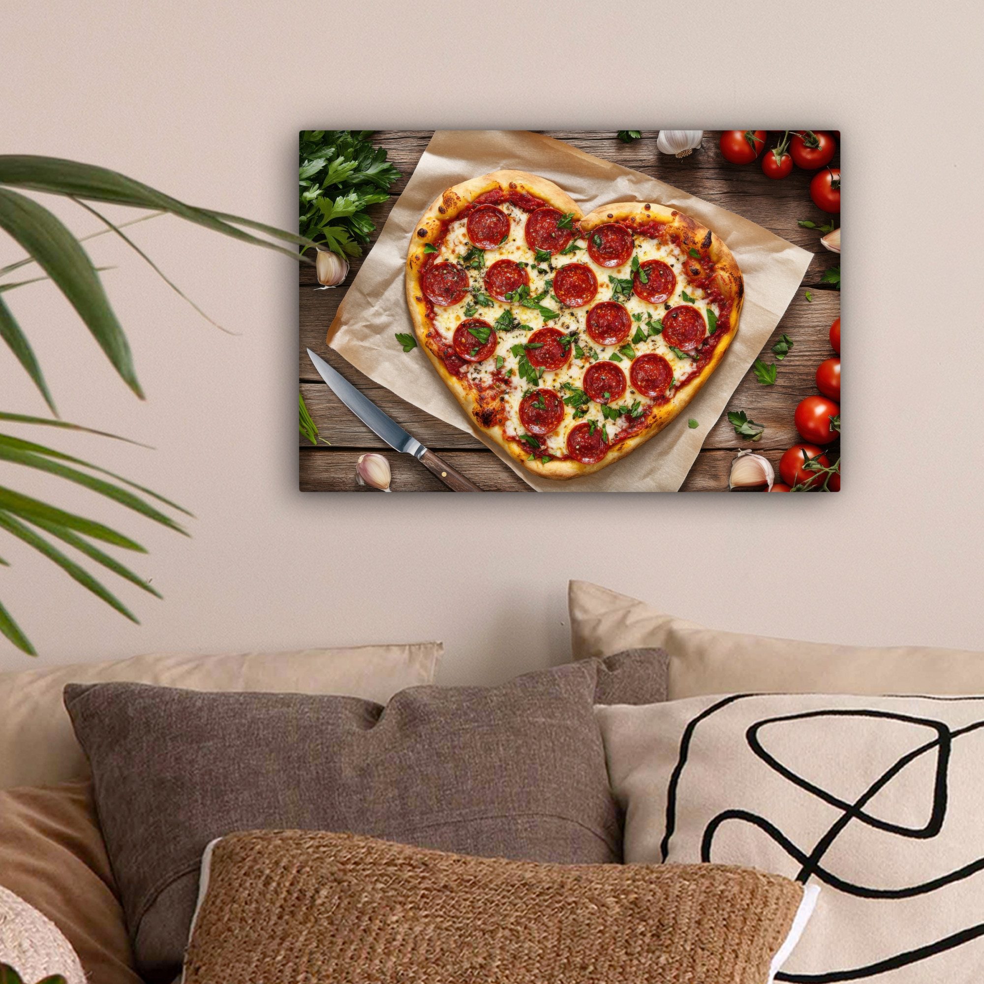 OneMillionCanvasses® Leinwandbild Pizza - Herz - günstig online kaufen