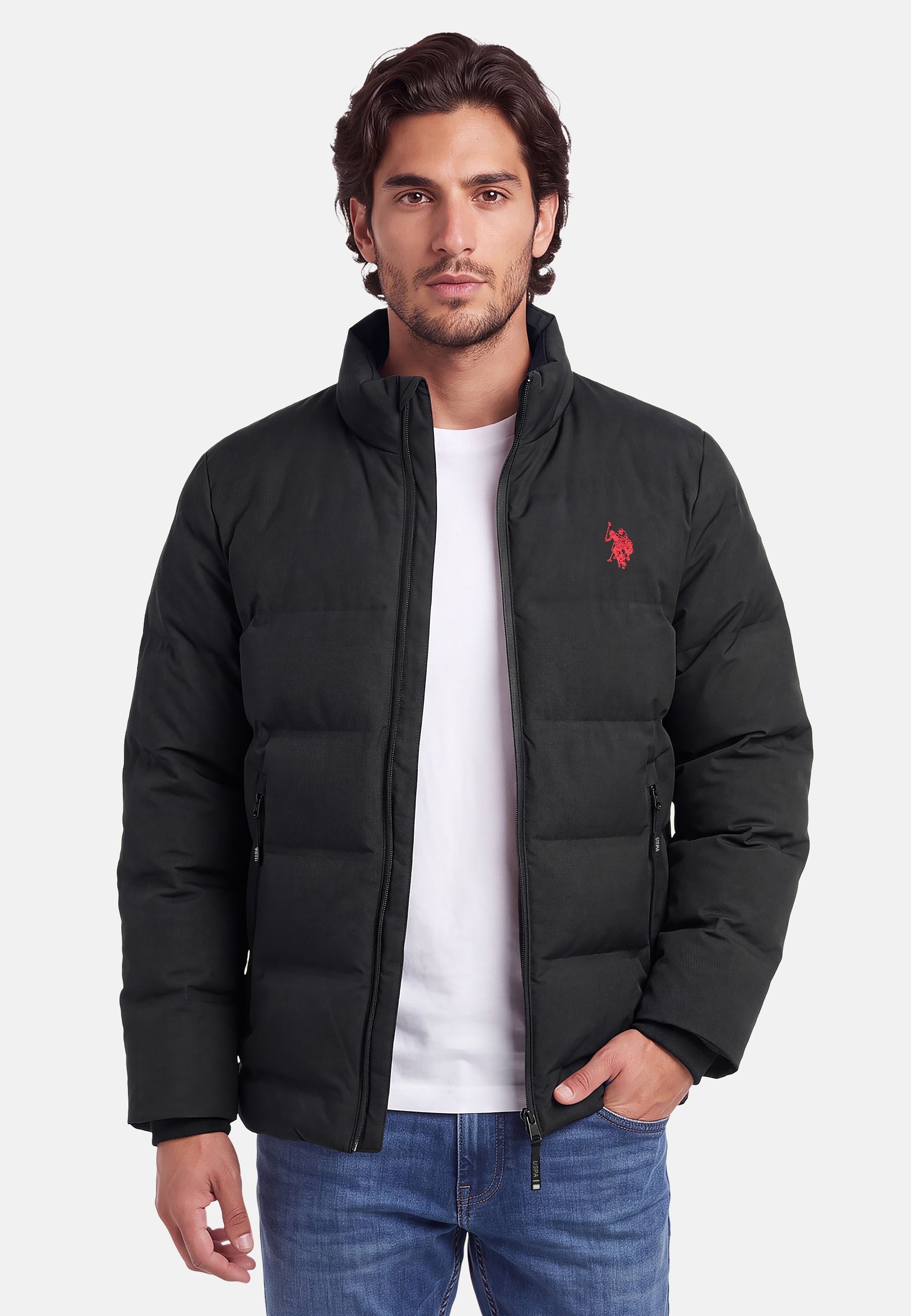 U.S. Polo Assn. Steppjacke Klassische Steppoptik mit Kontrastreißverschluss und Mesh-Einsatz