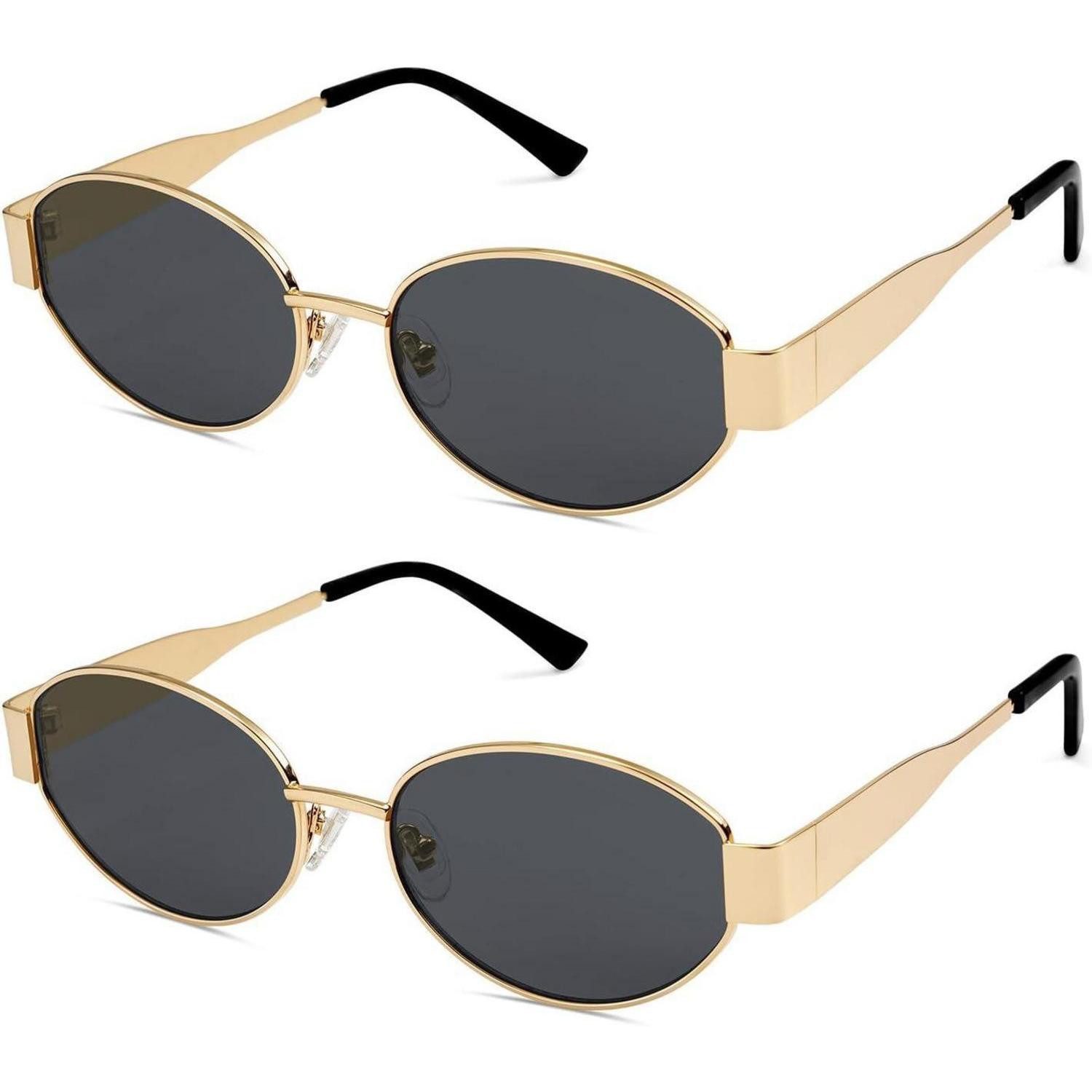 Retrosonnenbrille Sonnenbrille Damen Herren Oval Metal UV400 SJ1217 Gold Grau gold Grau