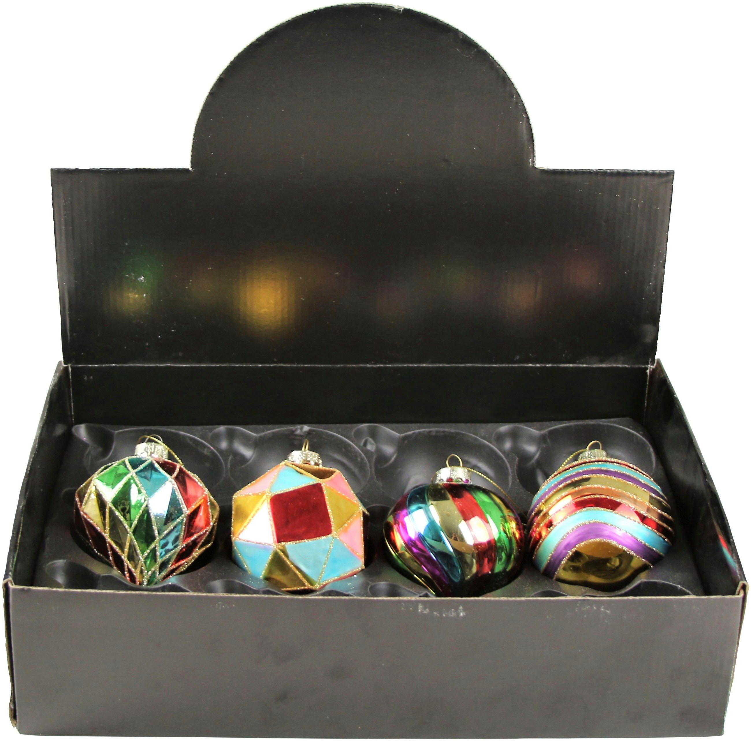 AM Design Weihnachtsbaumkugel Weihnachtsdeko, Christbaumschmuck, Christbaumkugeln aus Glas (12 St), handdekoriert und mundgeblasen