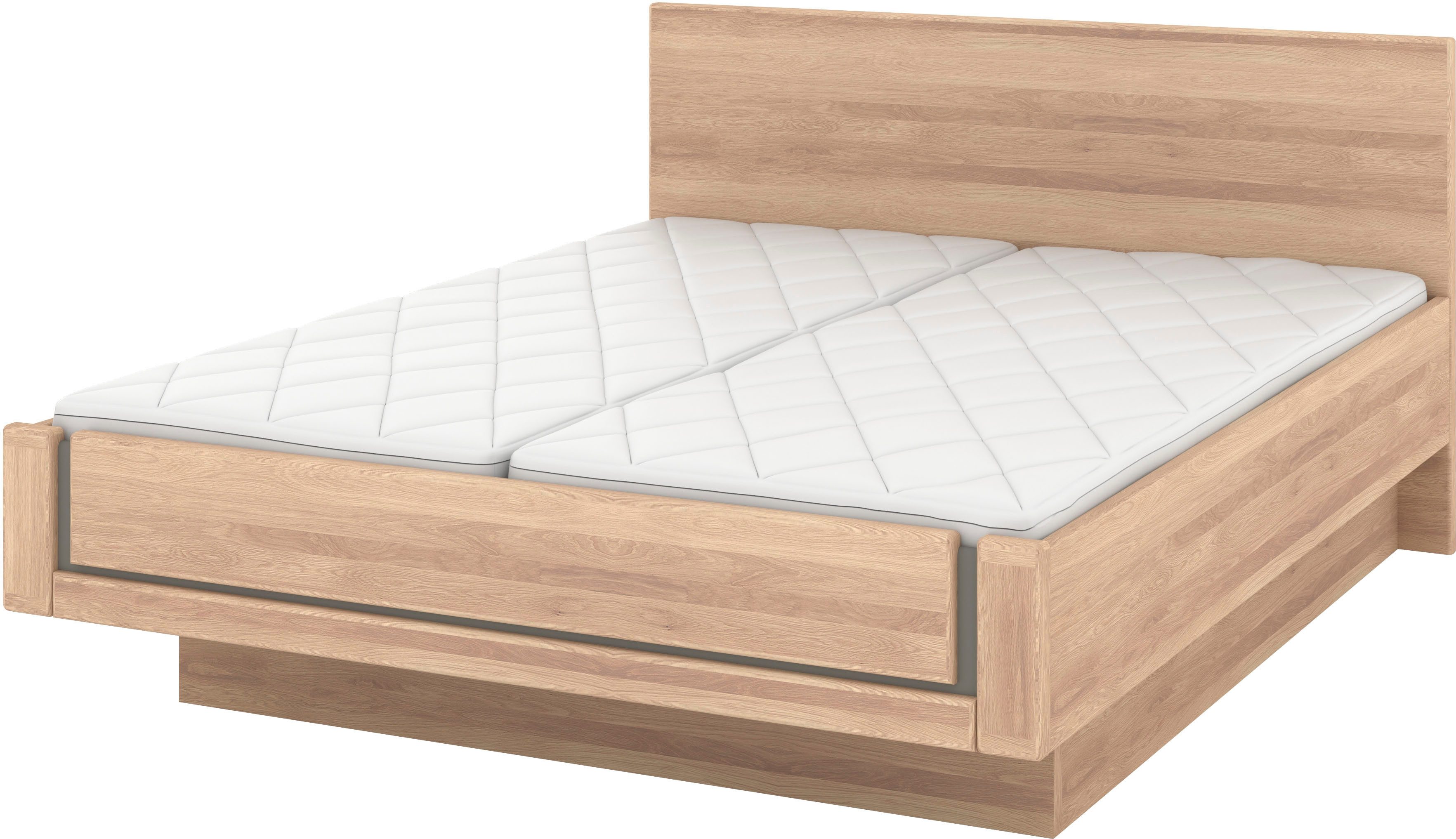 Musterring Holzbett Sorrent, Bettgestell, Bettrahmen, teilmassiv Eiche (MADE IN GERMANY), Eiche teilmassiv, Liegehöhenverstellung, in schwebender Optik