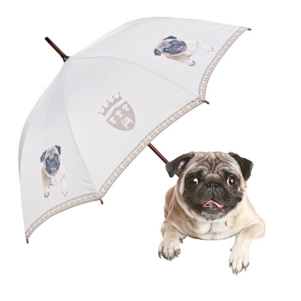 von Lilienfeld Stockregenschirm Regenschirm Motivschirm Mops Hund Auf-Automatik Stabil, Hundemotiv