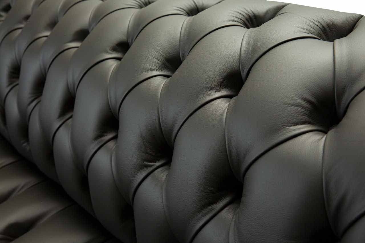 Sofa Polster Chesterfield Sofa Textil JVmoebel Schwarz, Luxus Sitzer Europe Couch In 2 Sofas Made