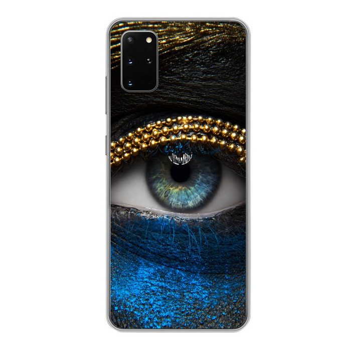 MuchoWow Handyhülle Frau - Augen - Make-up - Luxus - Gold Phone Case Handyhülle Samsung Galaxy S20 Plus Silikon Schutzhülle