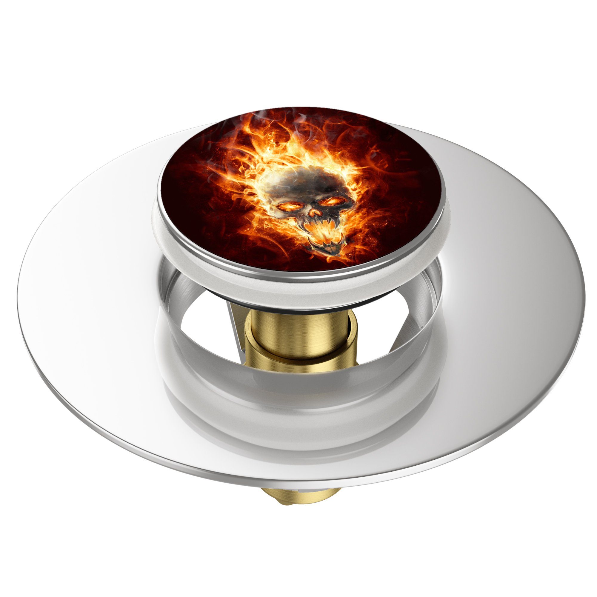 Sanilo Waschbeckenstöpsel Pop-Up Totenkopf in Flammen, hochwertig, universe günstig online kaufen