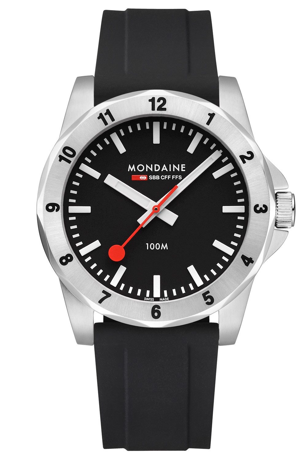 MONDAINE Quarzuhr Numeri Quarz Schwarz 42 mm