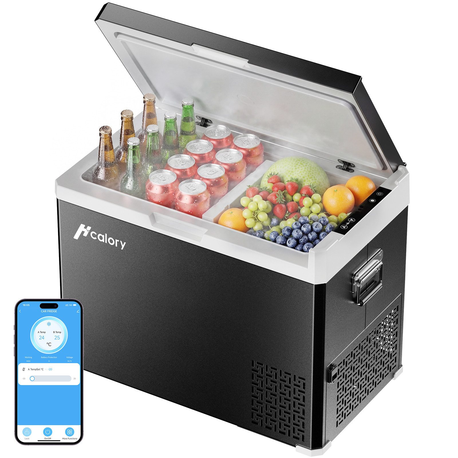 Insma Kühlbox 30/40/50L Auto Kühlschrank Bluetooth Kompressor-Kühlbox Dual Zone