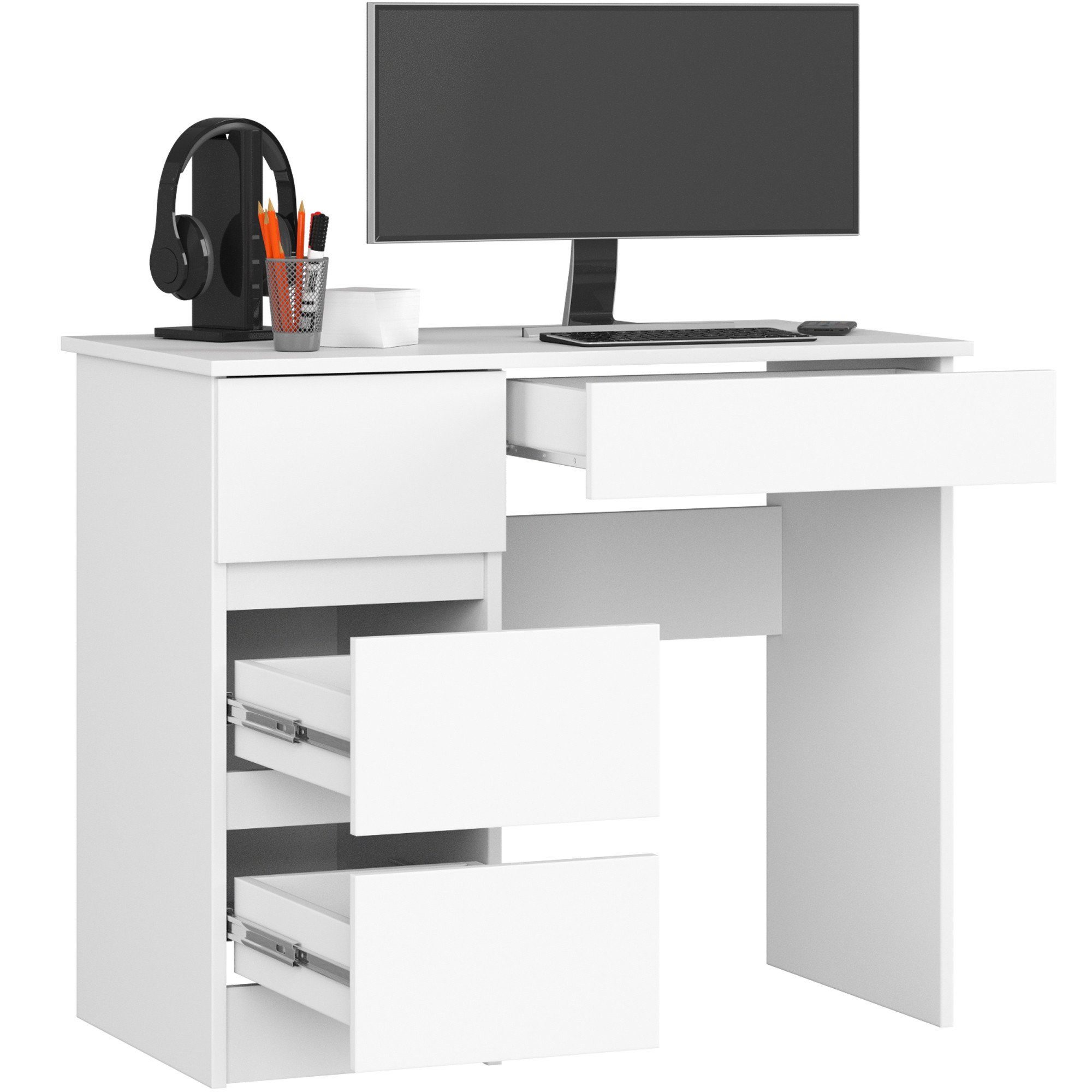 Raumhirsch Furniture Schreibtisch Kinder Computertisch - Eleganter Schreibtisch mit Stauraum, mit 4 Schubkästen - Kasten linke Variante – Bild 3 von 5