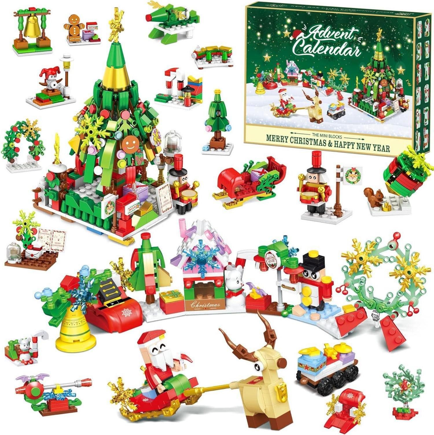 Spielzeug-Adventskalender Adventskalender 2024 Mini Blocks Bausteine Weihnachten Kindergarten