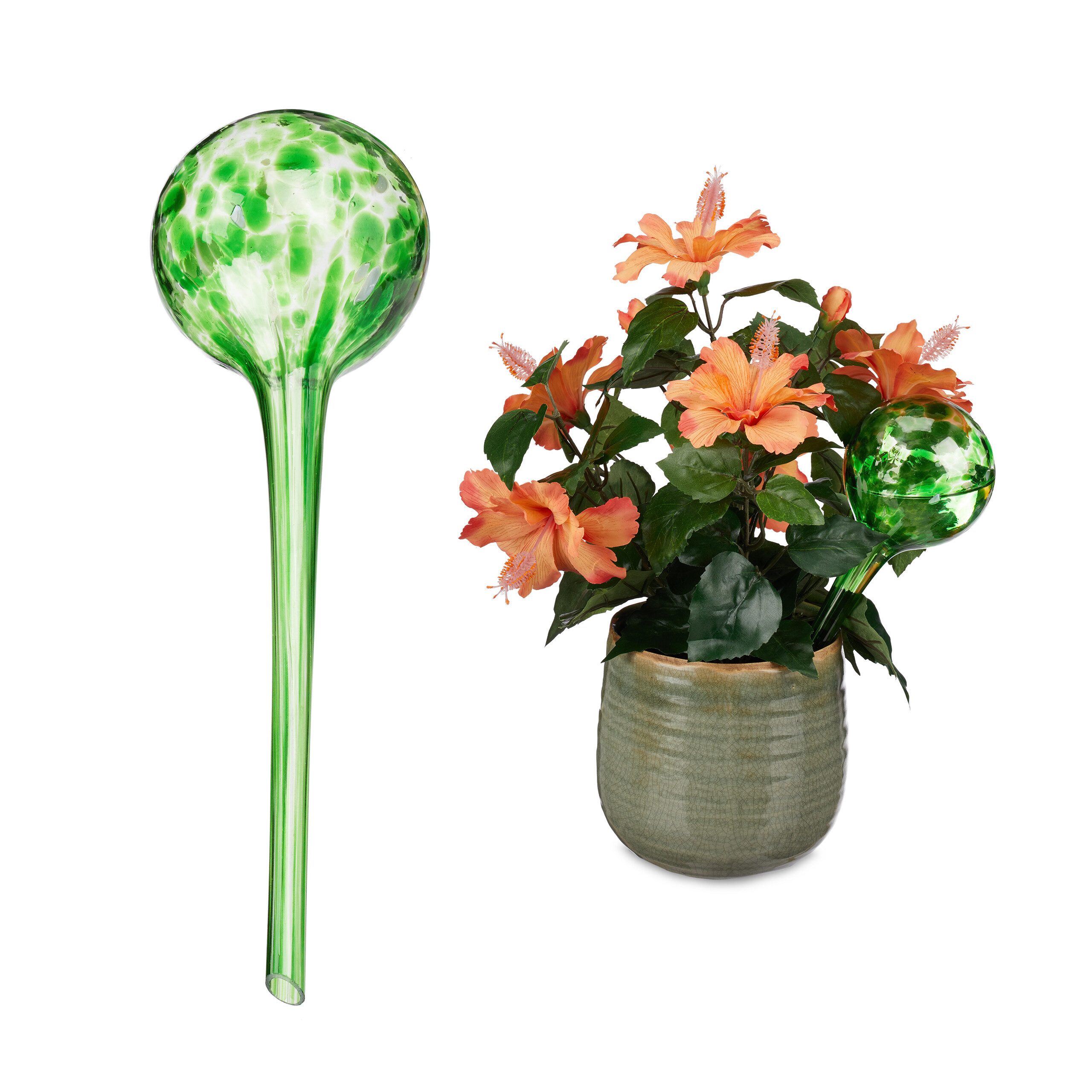 relaxdays Tropfer Bewässerungskugel 2er Set Glas, (2-tlg), grün