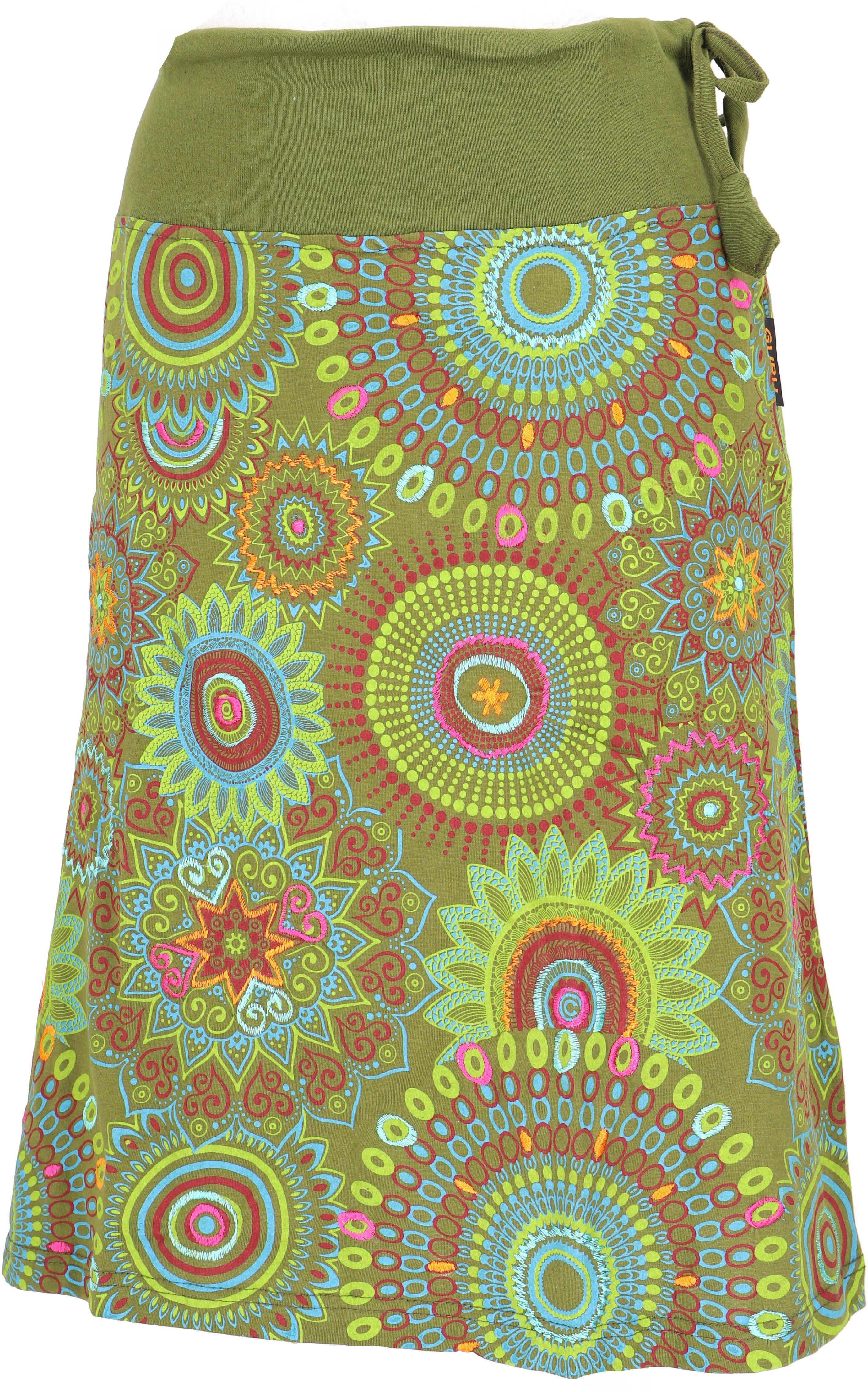 Guru-Shop Minirock Bestickter knielanger Rock, farbenfroher Boho.. alternat günstig online kaufen