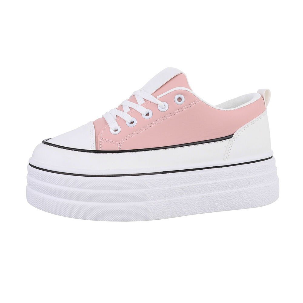 Ital-Design Damen Low-Top Freizeit Sneaker Flach Sneakers Low in Rosa