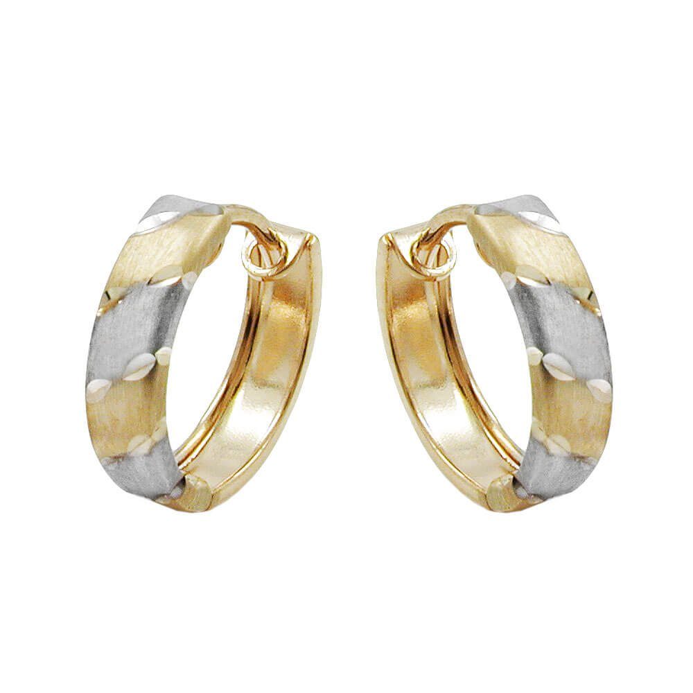 Schmuck Krone Ohrringe Paar Gold 9Kt Creolen 375 375 aus rhodiniert Creolen Gelbgold, 12x3mm bicolor Paar Gold