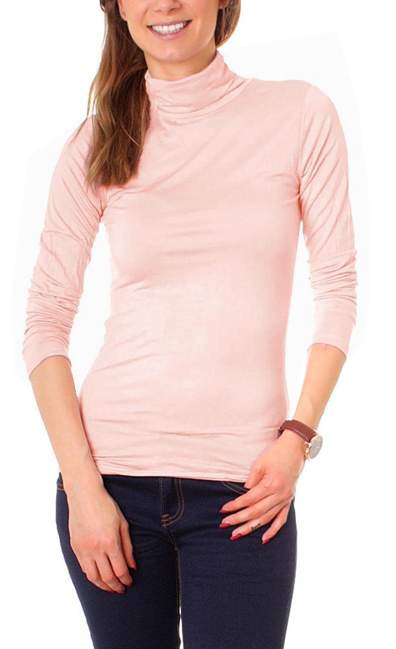 Muse Rollkragenshirt Basic Rollkragenshirt Langarm 3315 rosa