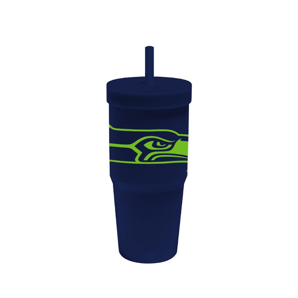 Seattle Seahawks Seattle Seahawks Silicon Glass W/Straw & Lid