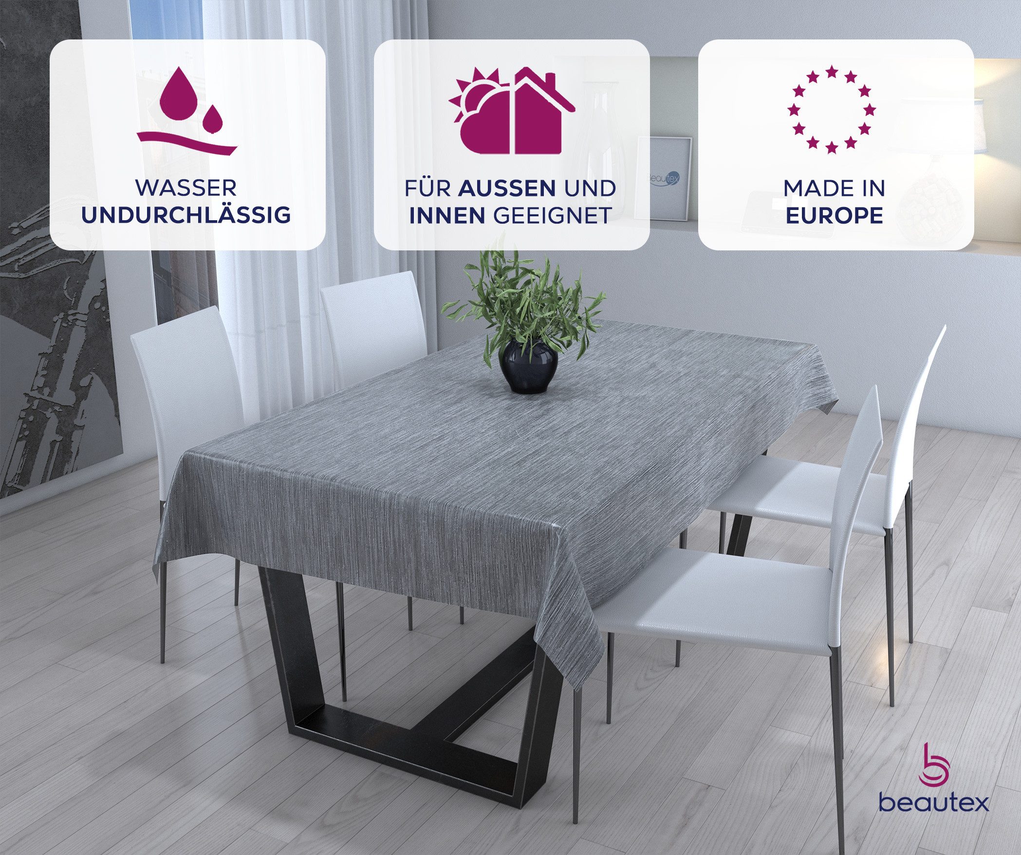 Beautex Tischdecke Wachstuchtischdecke Meterware abwaschbar fleckenabweisend aus PVC (1-tlg), Wasserundurchlässig, Zuschneidbar, Pflegeleicht, Oberflächenversie – Bild 3 von 5