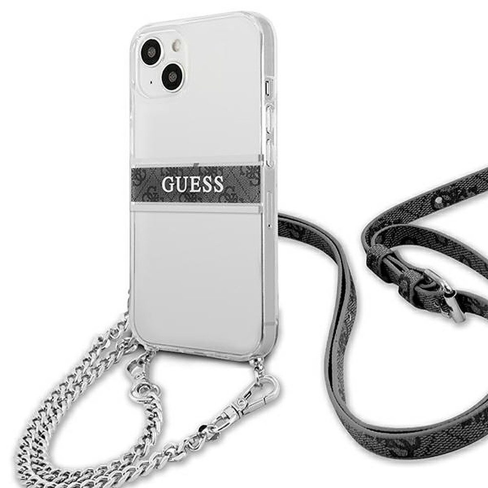 Guess Armband Handykette Umhängeband Trageriemen (Spar-Set, 1-tlg., 4 Zoll transparent, 5), Hartschale, Metallkette, Umhängeband, transparent