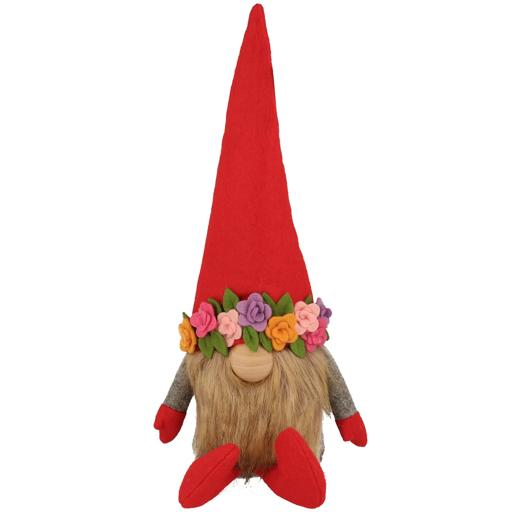 XiRRiX Wichtel Gnom Frühling Sommer mit Blumenmütze rot (H: 33 cm) (H: 33 cm, Osterdeko Frühlingsdeko Wichtel), mit süßer Knubbelnase, niedlichem Bart und tollem Blumendekor.