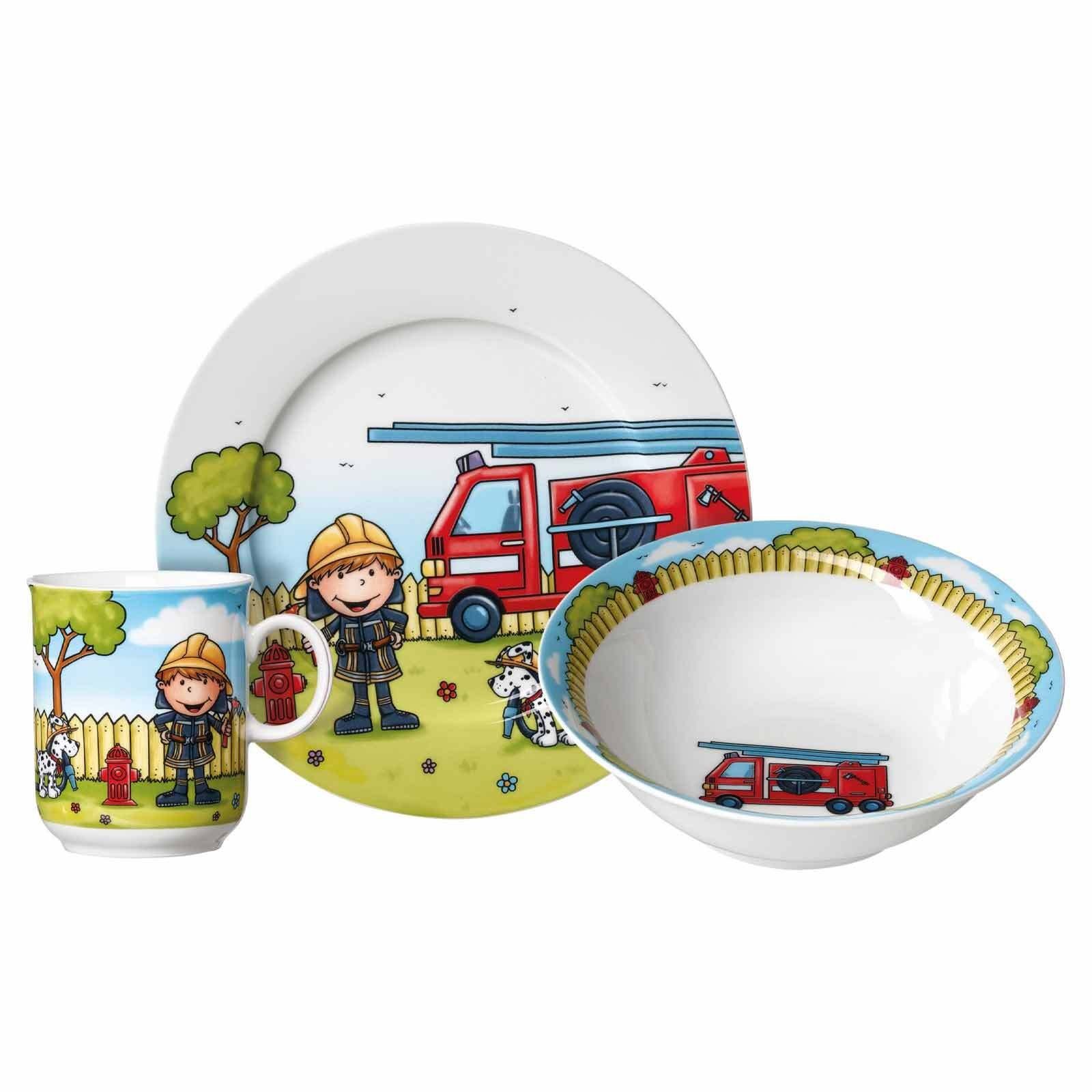 Ritzenhoff & Breker Kindergeschirr-Set Feuerwehrmann Bernie Kindergeschirr (3-tlg), Porzellan