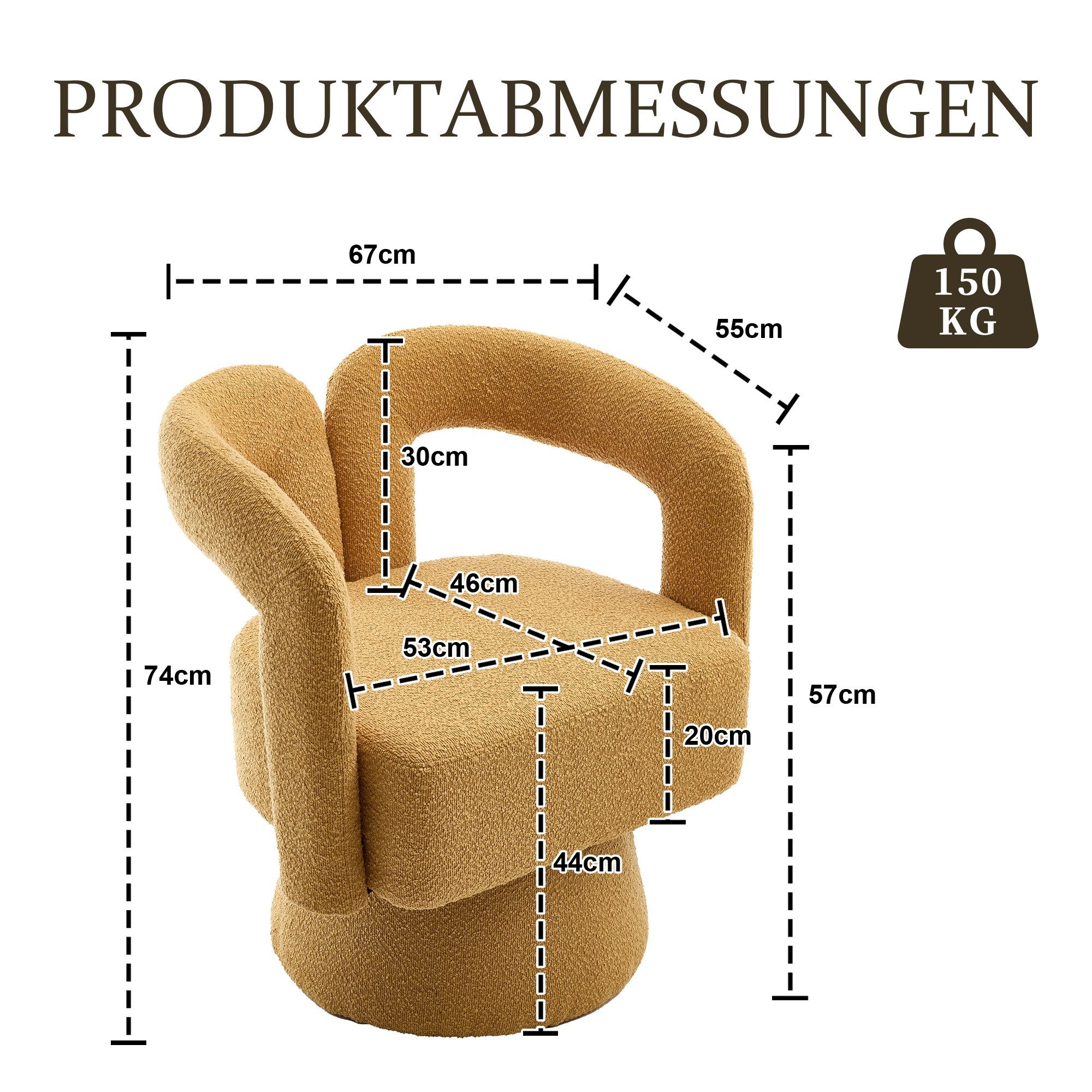 LVHOM Drehsessel M-Form 360 Grad drehbare Cuddle Barrel-Akzentstühle (runde Sessel mit breiter Polsterung, flauschiger Stoffstuhl, 1-St), für Wohnzimmer, Schlafzimmer, Büro, Wartezimmer