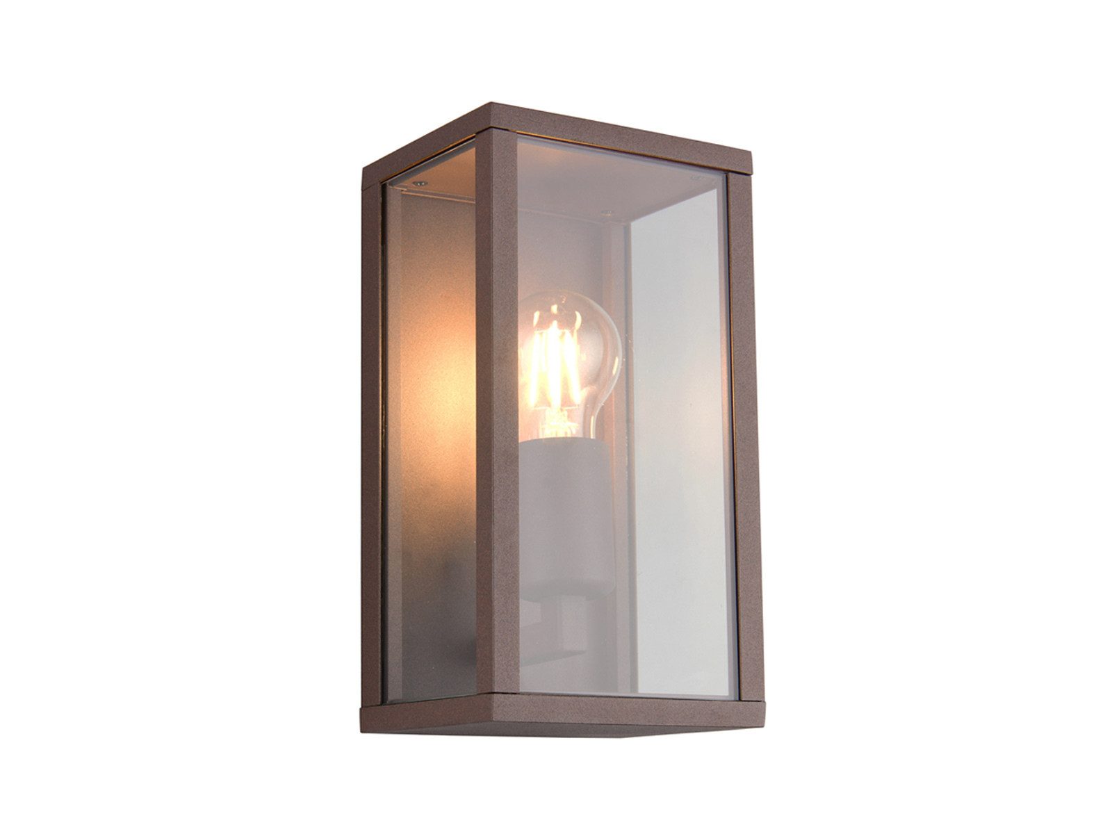 TRIO Leuchten LED Außen-Wandleuchte Aluminium Rostoptik mit Glas, Höhe 26cm, LED wechselbar, warmweiß, Wand Außenleuchte, Fassadenbeleuchtung Hauswand Haustür inkl. E27 LED