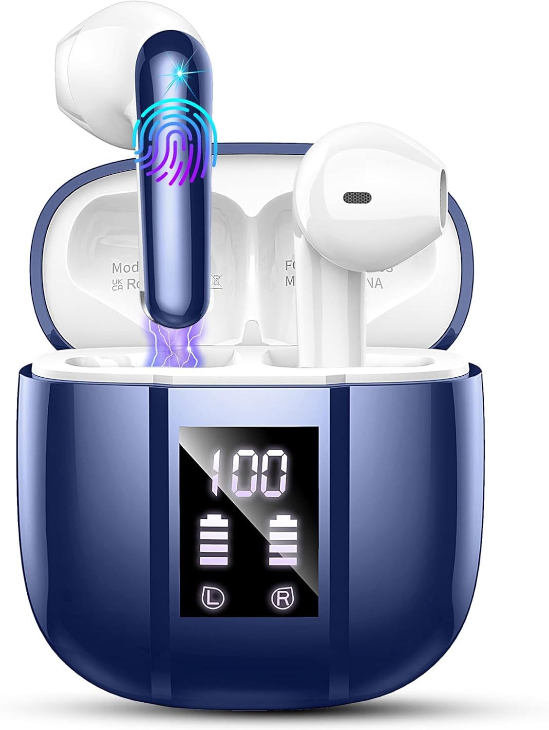 BRAIDOL Bluetooth Kopfhörer, Kopfhörer Kabellos Bluetooth 5.3 Noise Cancelling Kopfhörer (In Ear Kopfhörer, IP7 Wasserdicht Wireless Kopfhörer mit Mikrofon, 48H Immersiver Deep Bass, Digitale LED-Anzeige Ohrhörer)