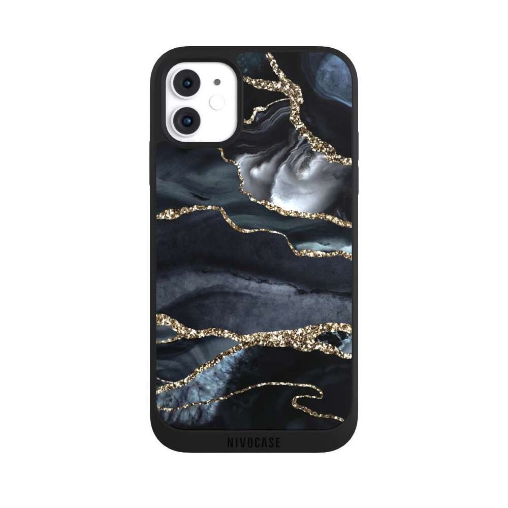 NIVOCASE Handyhülle Glitzer Look Marmor Trends Dark marble gold Glitter look, Apple iPhone 11 Handyhülle Hülle NIVOpure Case Schwarz