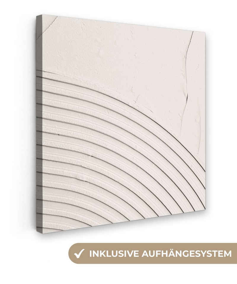 OneMillionCanvasses® Leinwandbild Kunst - Weiß - Linien - Abstrakt, (1 St), Leinwand Bilder für Wohnzimmer Schlafzimmer, 20x20 cm