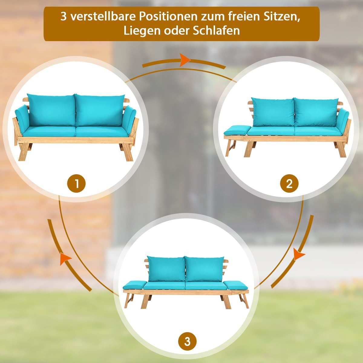 COSTWAY Gartenbank 4-in-1 XXL, mit Liegefunktion, günstig online kaufen
