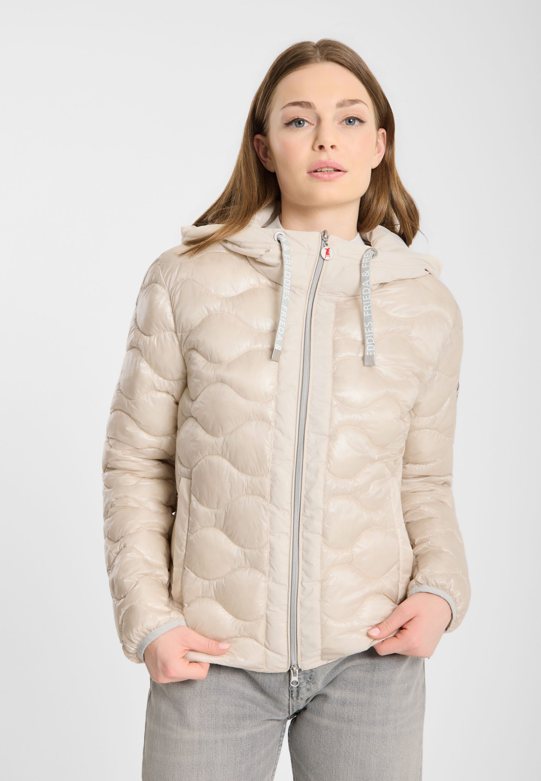 Frieda & Freddies Winterjacke Frieda & Freddies Steppjacke mit Wellensteppung und Materialmix