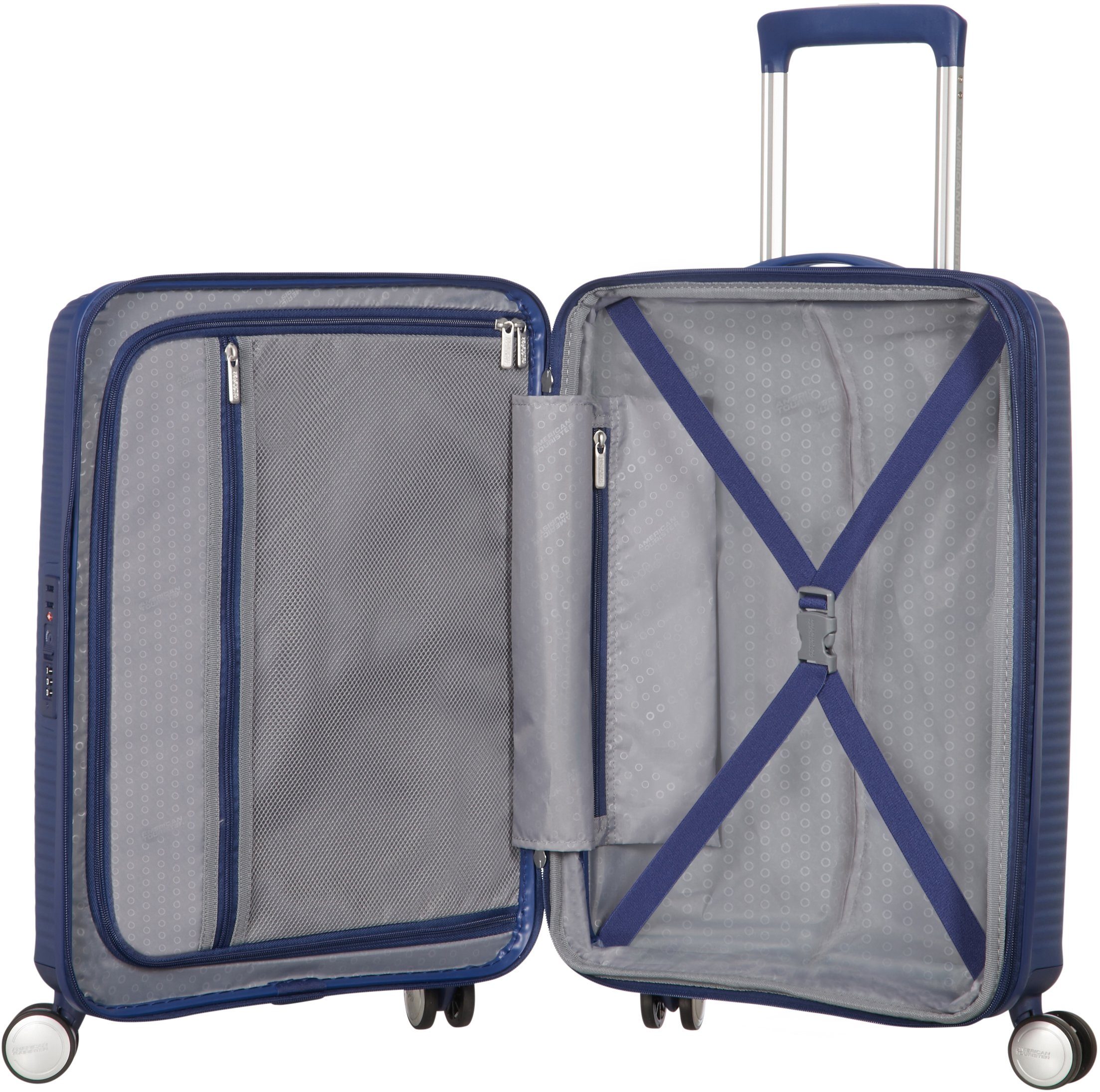 Volumenerweiterung Soundbox, mit cm, Navy 55 Tourister® Midnight American Hartschalen-Trolley 4 Rollen,